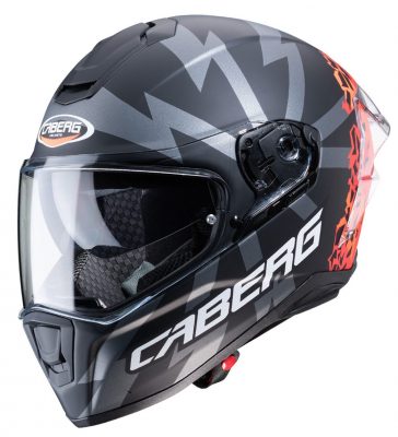 CASCO INTEGRALE FIBRA CABERG DRIFT EVO STORM - NERO ANTRACITE ROSSO ARANCIO FLUO