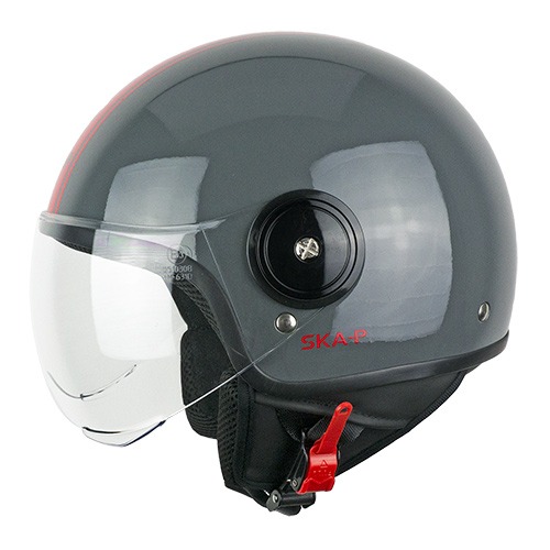 CASCO DEMI JET SKAP WOLLI DUO – GRAFITE ROSSO LUCIDO VISIERA SAGOMATA - Non  Solo Caschi