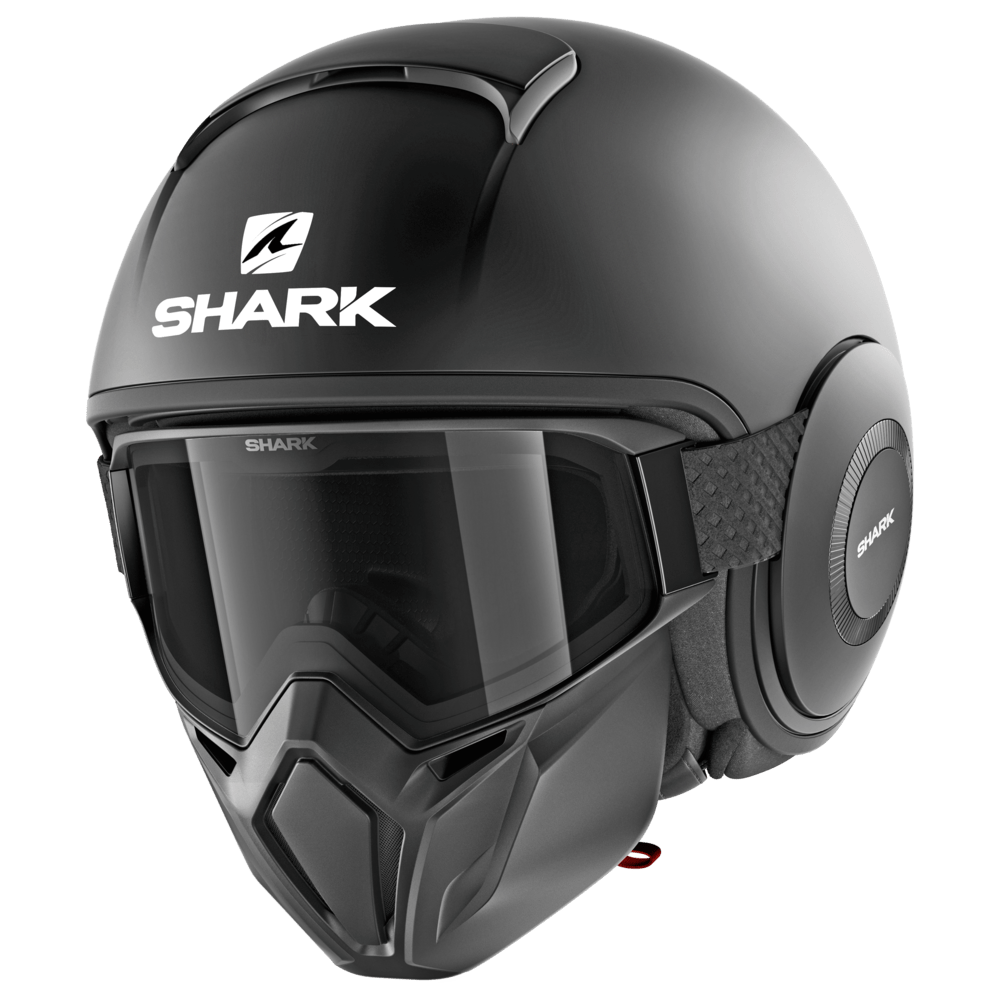 CASCO JET CON MASCHERA SHARK STREET DRAK BLANK – NERO OPACO - Non Solo  Caschi