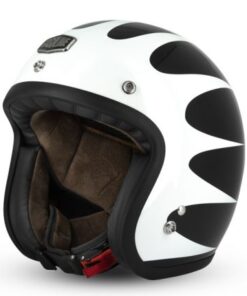CASCO JET TRE BOTTONI GASOLINE CAFE' RACER S250 NERO BIANCO 1
