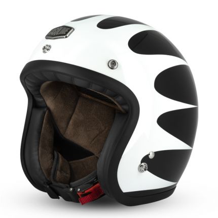 CASCO JET TRE BOTTONI GASOLINE CAFE' RACER S250 NERO BIANCO 1 - Non Solo  Caschi